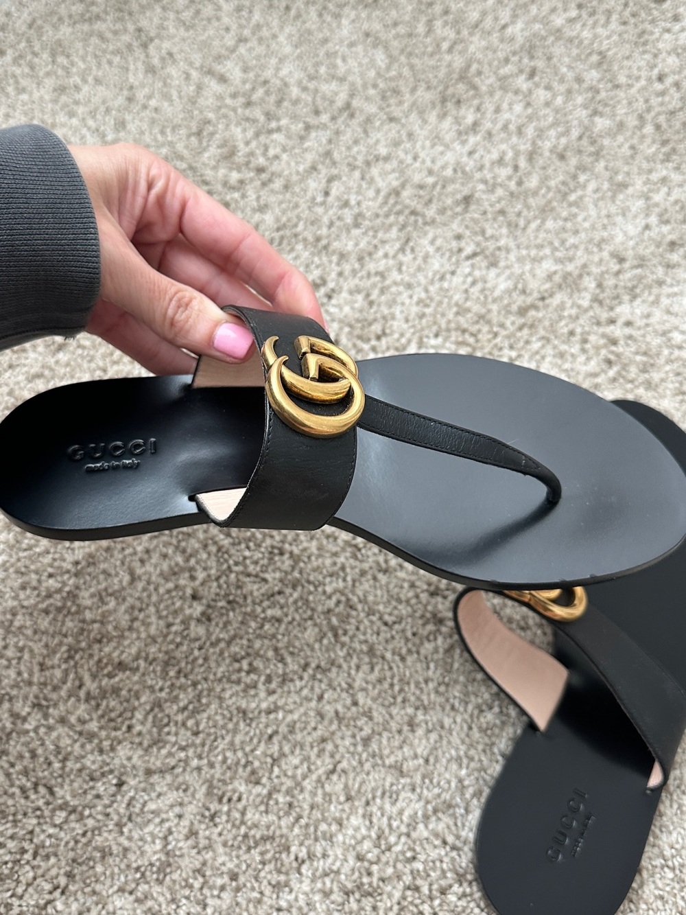 Gucci Black Leather Sandals - Picture 3 of 5
